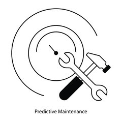 Vector icon for Operational Maintenance. Wrench and graph illustrating predictive strategies.
