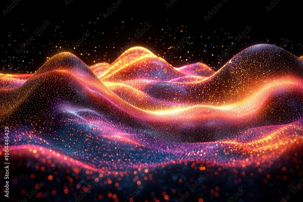 Poster visualizing data streams digital flow of information in virtual environments for enhanced insights