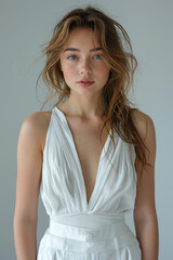 Elegant Women in White Dress