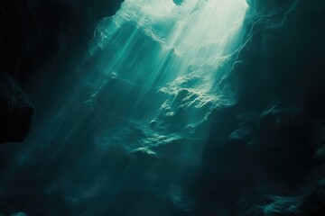 Obraz premium Oceanic Shadows and Light Reflections Underwater