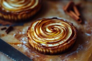 Fototapeta premium Rustic Apple Tart with Cinnamon Sprinkle