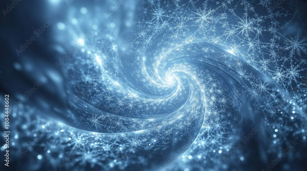 Aufkleber intricate blue fractal pattern resembling a swirling vortex of snowflakes