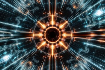 Obraz premium Innovative Abstract Technology Aesthetic Featuring Energetic Fractal Design