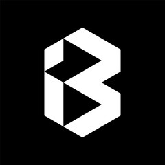 Letter IB or BI minimal geometric monogram logo