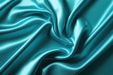 Obraz premium 3D Turquoise Taffeta Background with Satin Wave Texture for Design Use