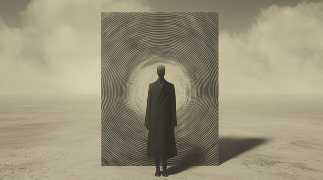 Contemplation in the Circular Abyss: A Surreal Journey into the Depths of the Mind