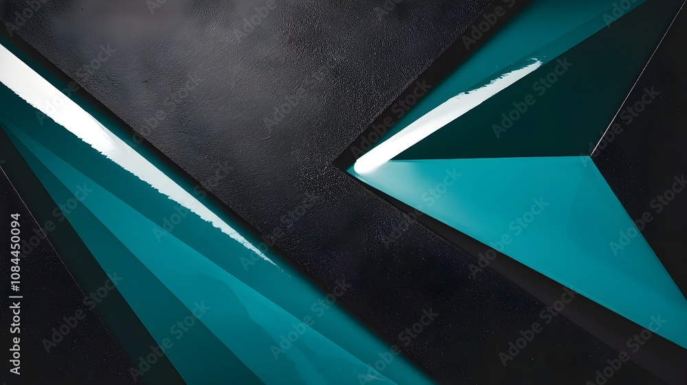 Aufkleber striking geometric abstract art: a contemporary fusion of teal and black textures creating depth and