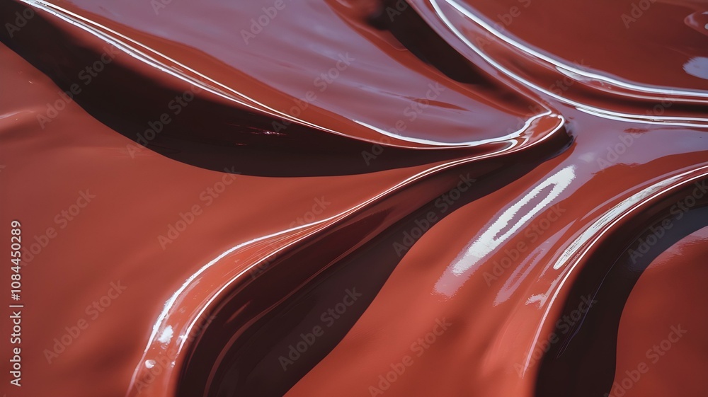 Poster smooth and glossy red paint texture: an artistic exploration of curves and reflections for creative 
