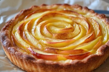 Fototapeta premium Freshly Made Apple Tart with Layered Apple Slices Swirl