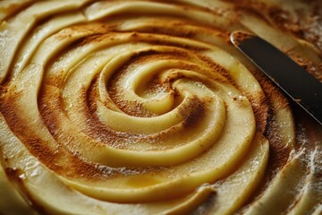 Fototapeta premium Freshly Baked Tart with Golden Apples and Cinnamon Dust