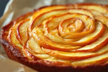 Fototapeta premium Swirl Apple Tart Fresh from the Oven with Cinnamon Dusting