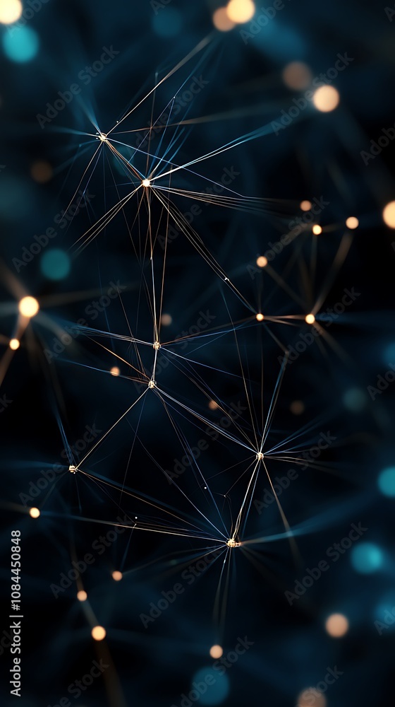 Wall mural futuristic web of digital connections creating a sleek network aesthetic.