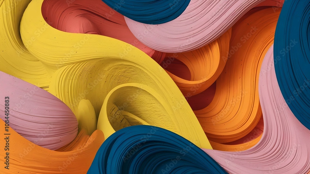 Aufkleber vibrant abstract swirls: a colorful display of textured paint in dynamic shapes, perfect for modern 