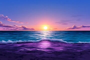 Obraz premium Watercolor-inspired vector of a sunset with pastel colors and soft blending, gentle and calming