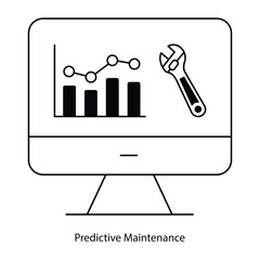 Vector icon for Smart Maintenance. Wrench paired with analytics graph for monitoring equipment.