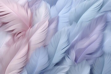 Pastel Feathers Background, pastel color feather abstract background texture, pastel feathers wallpaper, pastel bird feathers pattern, AI Generative