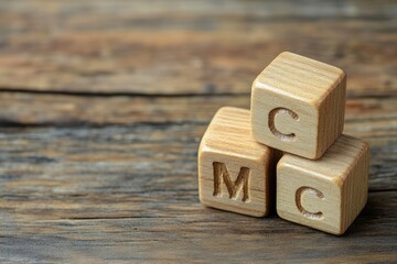 Colorful Wooden Cube Blocks Stacked as ABC Letters: Educational Fun for Children and Beginners