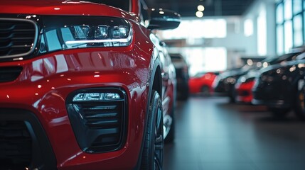 Sleek Red SUV Showroom Display