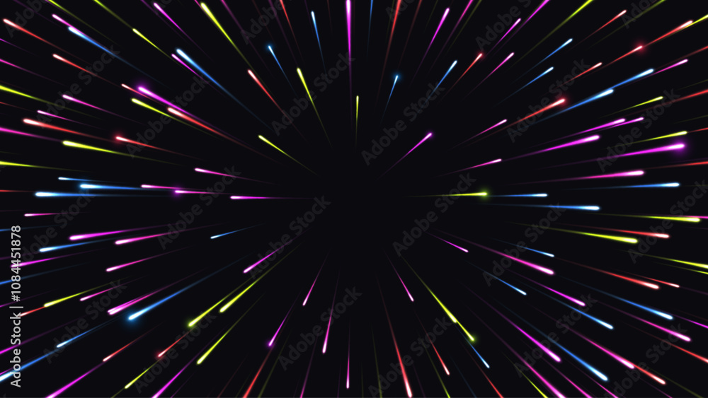 Aufkleber light effect. dynamic radial glowing lines in motion. vector illustration