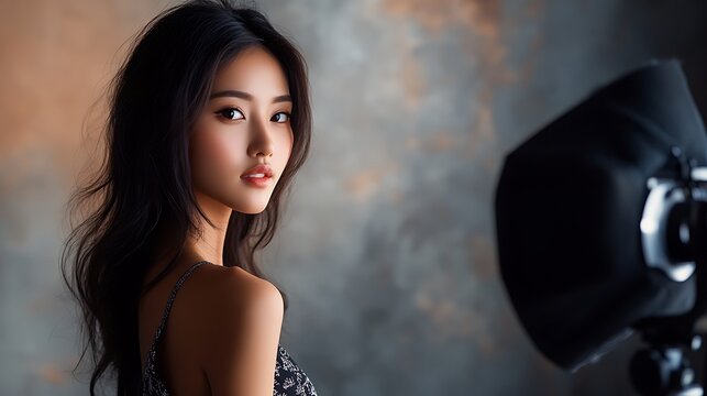 Portrait of a beautiful woman in studio