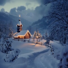 Mountain village in Chrismas