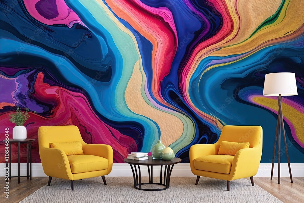 Poster colorful abstract mural background with dynamic canvas texture and vivid hues