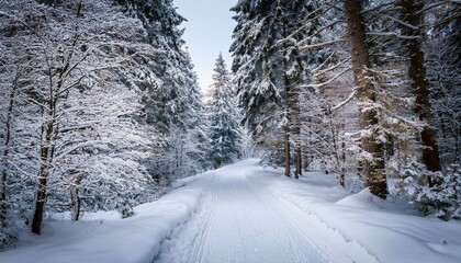 road in winter forest