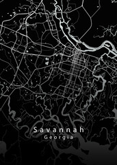 Savannah Georgia City Map – Detailed Street Map of Savannah for Georgia Tourism, City Planning, and USA Design Projects