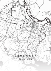 Savannah Georgia City Map – Detailed Street Map of Savannah for Georgia Tourism, City Planning, and USA Design Projects
