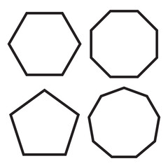 Octagon icon pack. Geometry octagonal eight sided polygon octagon line. Vector illustration