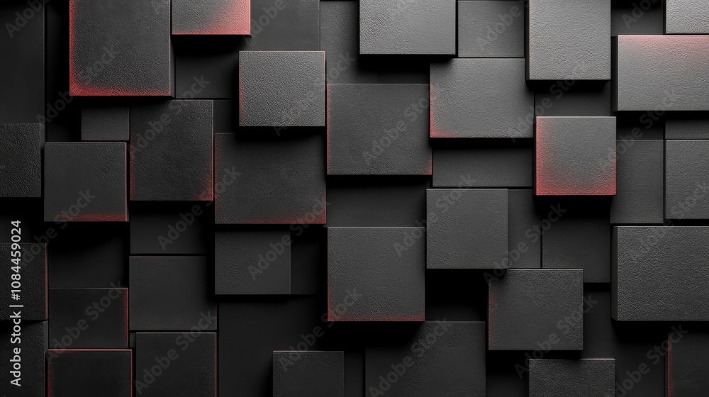 Poster abstract modern black and red geometric cube pattern design