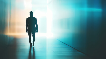 Obraz premium Mysterious silhouette of a business person in the background. Silhouette. Illustration