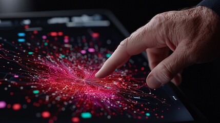 Exploring data visualization techniques digital workspace interactive display modern technology close-up innovation insights