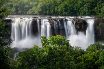 Long exposure view of Athirappilly water falls, Chalakkudy, Thissur, India.