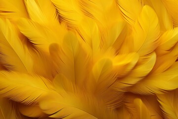 Obraz premium Yellow Feathers Background, Yellow feathers pattern, feathers background, feathers wallpaper, bird feathers pattern, AI Generative