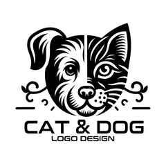 Cat and Dog Vector Logo Design