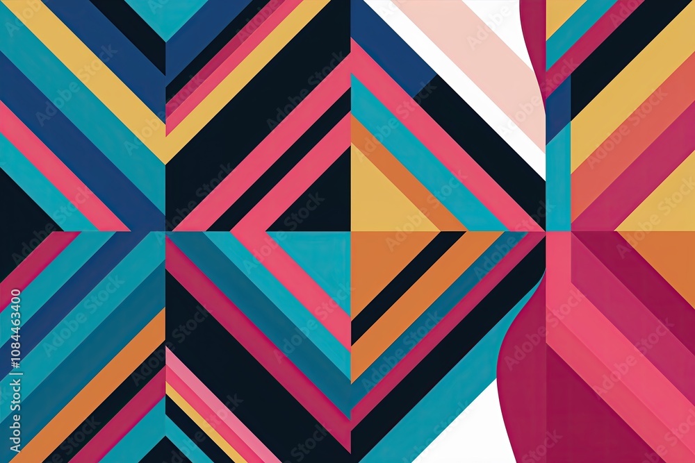 Poster dynamic geometric patterns with fluid movement and vibrant layouts
