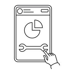 Vector icon for Predictive Maintenance. Wrench with analytics graph for smarter equipment management.