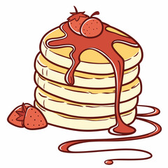 Pancakes with Chocolate, Chocolate Cake Slice Illustration, Sweet Dessert Art, Gourmet Pastry, Creamy Layered Cake, Perfect for Menus, Branding, Packaging, Digital Art, and Creative Projects