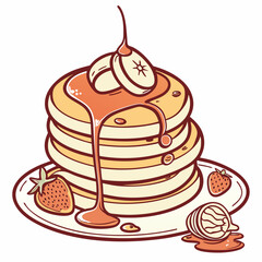 Pancakes with Chocolate, Chocolate Cake Illustration, Sweet Dessert Art, Creamy Layered Cake Slice, Gourmet Pastry, Perfect for Menus, Branding, Packaging, Digital Art, and Creative Projects