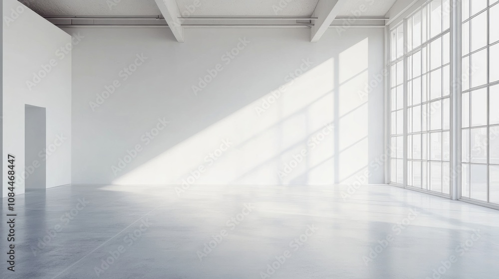 Poster empty room with large window