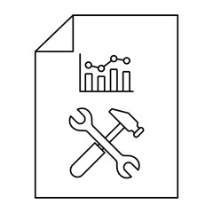 Vector icon for Machinery Health Monitoring. Wrench paired with a data graph for predictive insights.