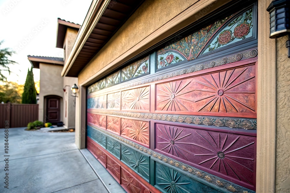 Poster high depth of field garage door texture background illustration featuring detailed surfaces and patt