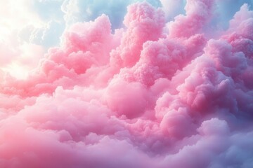whimsical cotton candy landscape, filled with fluffy pink clouds and sweet, sugary textures, creating a dreamy, fairytale-like atmosphere that captivates the imagination