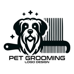 Pet Grooming Vector Logo Design