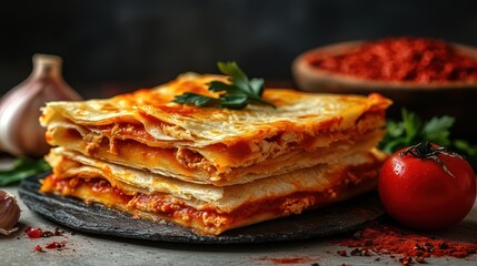 Savory layers of lasagna baked to perfection with garlic, herbs, and fresh ingredients