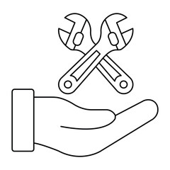 Vector icon for Maintenance Analytics Insights. Wrench with graph for condition-based solutions.