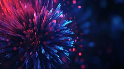 Obraz premium Banner blue Firework celebrate anniversary happy new year 2024, 4th of july holiday festival. Banner blue firework night celebrate national holiday. Countdown new year 2025 festival with copy space