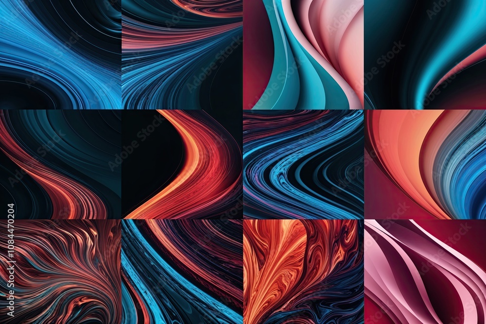 Poster vivid dynamic textures with contemporary patterns and fluidity