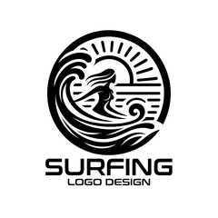 Surfing  Vector Logo Design